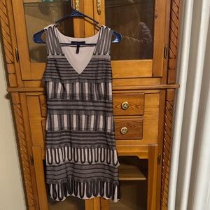 BCBGMaxAzria Black and Cream Patterned Mini Dress
